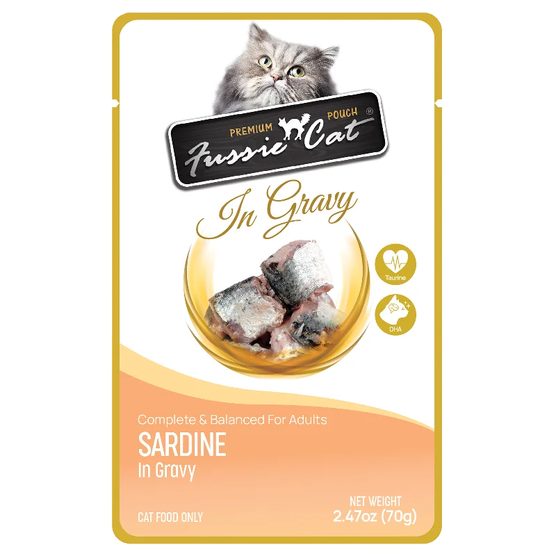 Fussie Cat Wet Cat Food Grain Free Premium Sardine Formula in Gravy 2.47oz Pouch Single