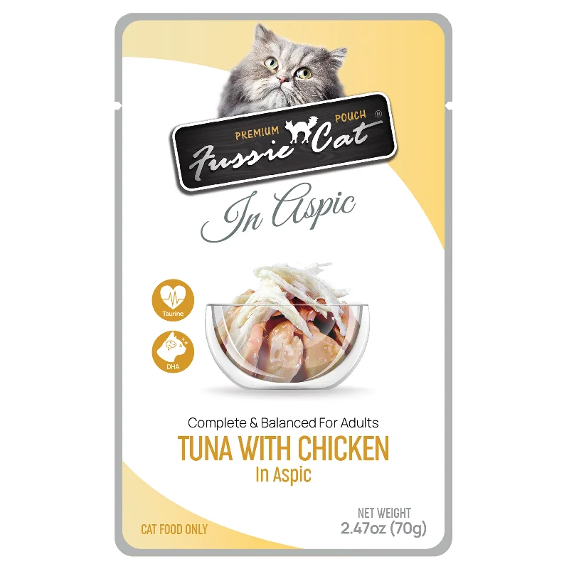 Fussie Cat Wet Cat Food Grain Free Premium Tuna with Chicken Formula in Aspic 2.47oz Pouch Single