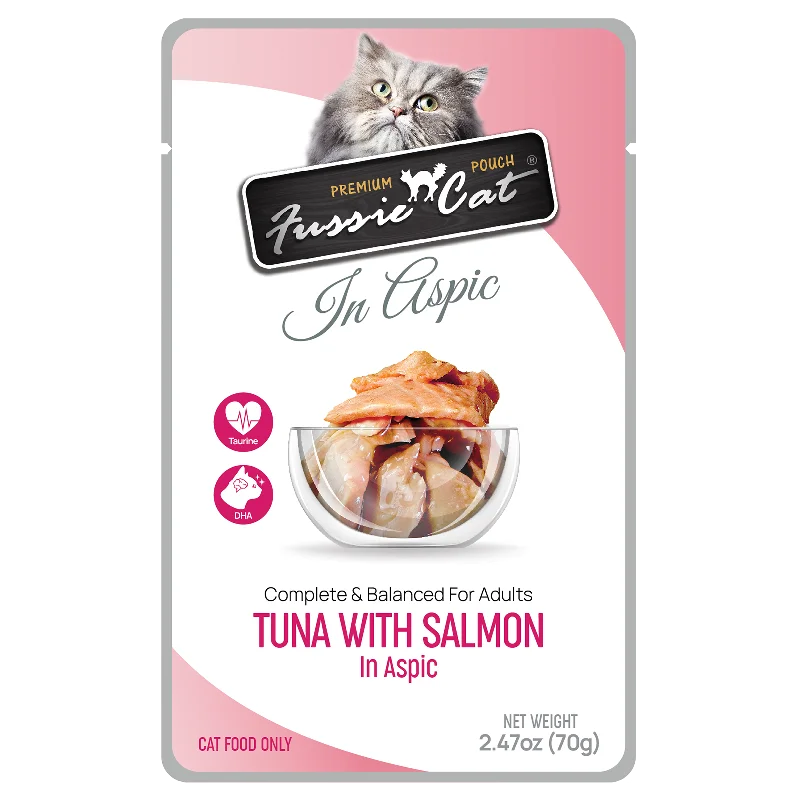 Fussie Cat Wet Cat Food Grain Free Premium Tuna with Salmon Formula in Aspic 2.47oz Pouch Single