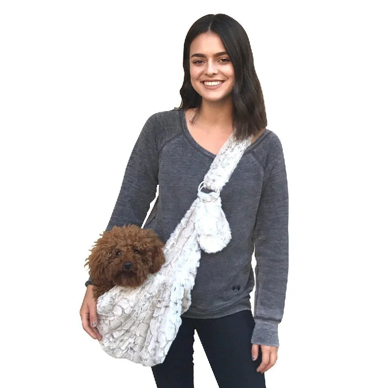 Fur Baby Adjustable Sling Dog Carrier Frosted Snow Leopard