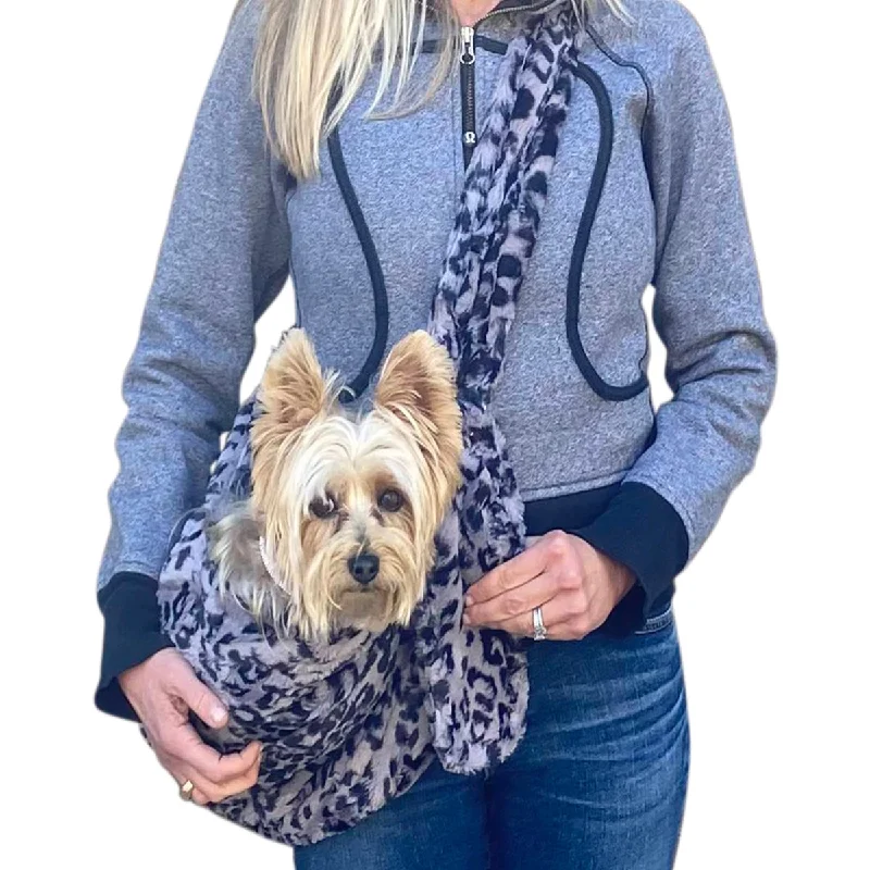 Fur Baby Adjustable Sling Dog Carrier Leopard Charcoal