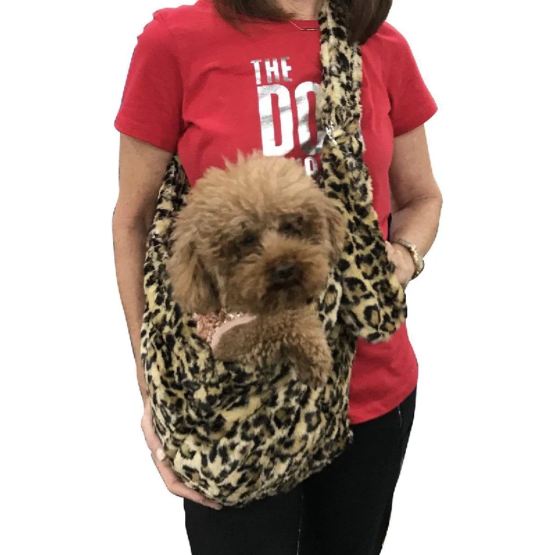 Fur Baby Adjustable Sling Dog Carrier Leopard Sand