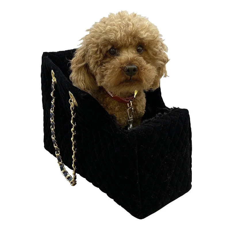 Kate Quilted Dog Carrier Black Velvet