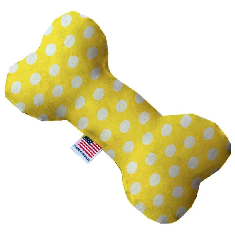 Plush Bone Dog Toy Sunny Yellow Swiss Dots