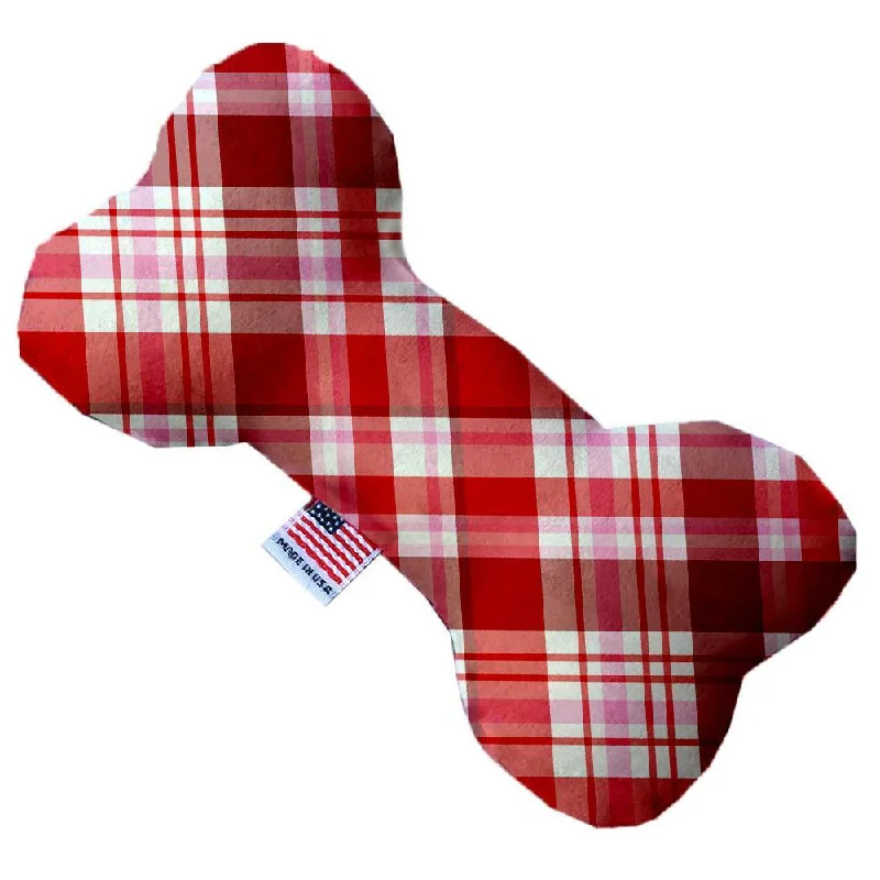 Plush Bone Dog Toy Valentines Day Plaid