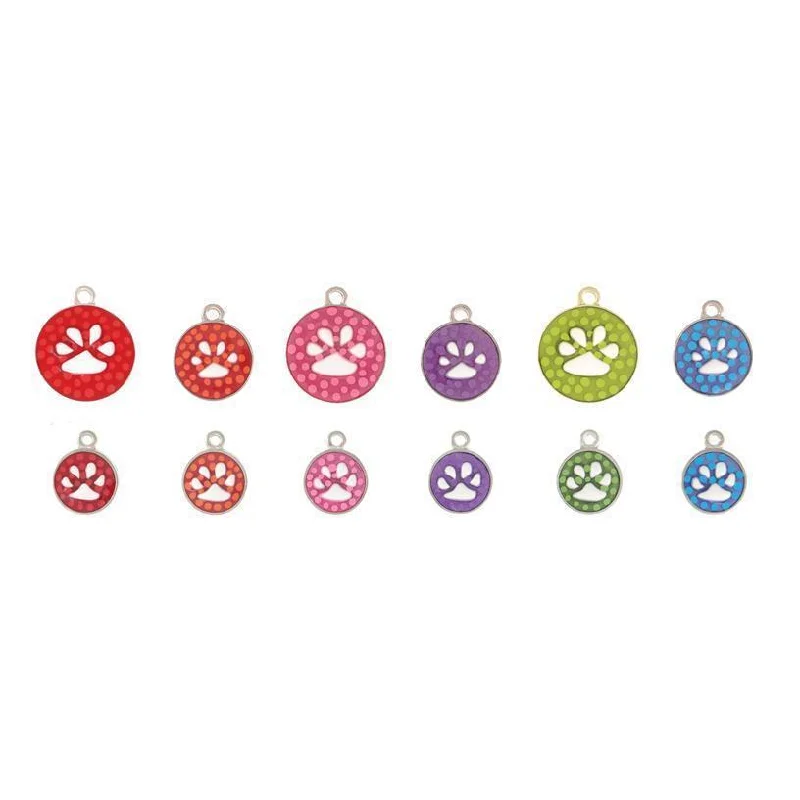 Polka Dot Enamel Paw Dog ID Tag