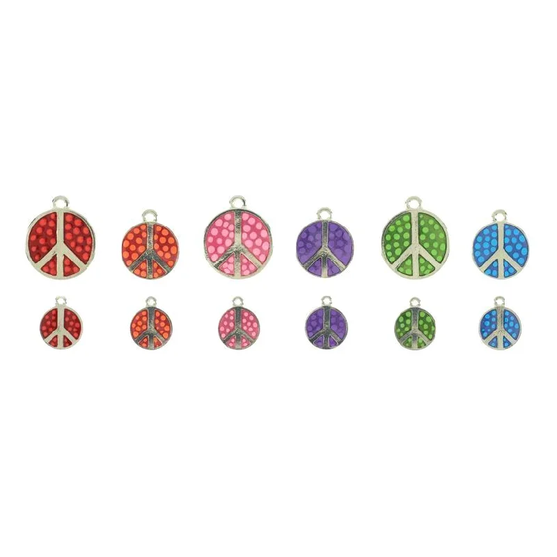 Polka Dot Enamel Peace Sign Dog ID Tag