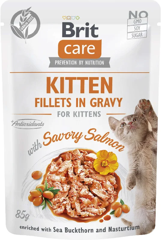 BRIT CARE Plic pentru KITTEN, File de somon în sos 85g