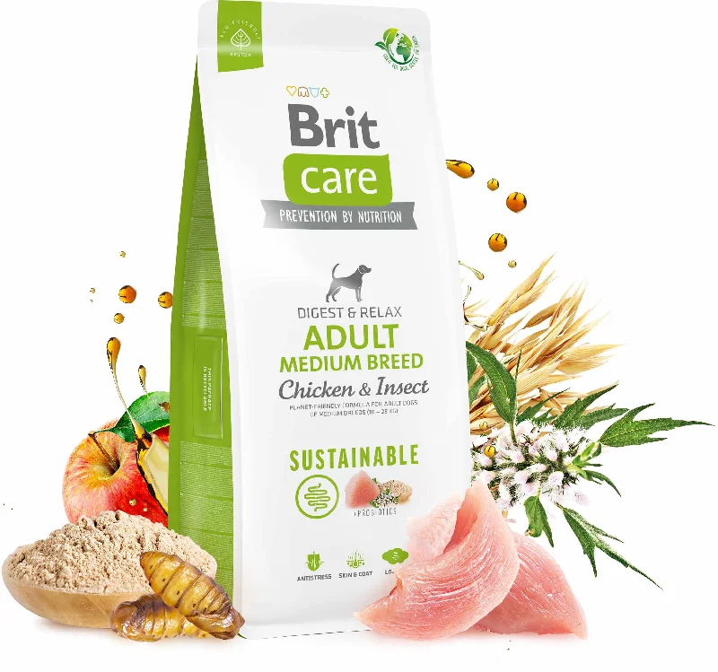 BRIT CARE Sustainable Adult Medium Breed, cu Pui şi Insecte