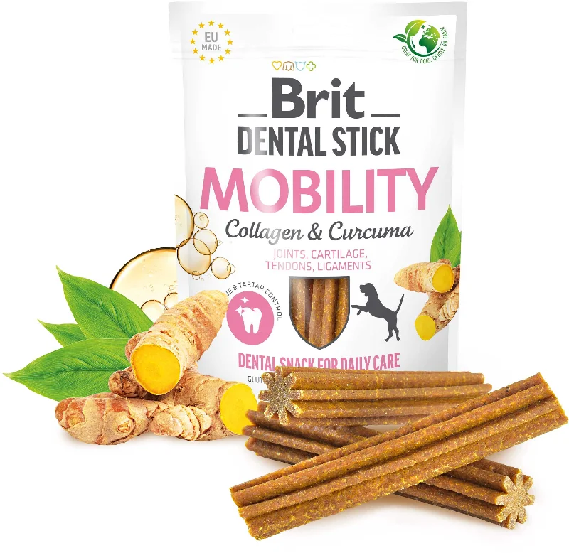 BRIT Dental Recompensă pentru câini, Mobility, Turmeric/Colagen 7 bucăţi, 251g