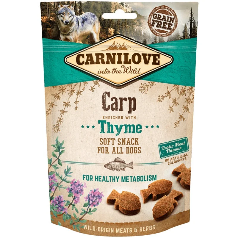 CARNILOVE Soft Snack, šaran s timjanom, polumeka poslastica, 200g