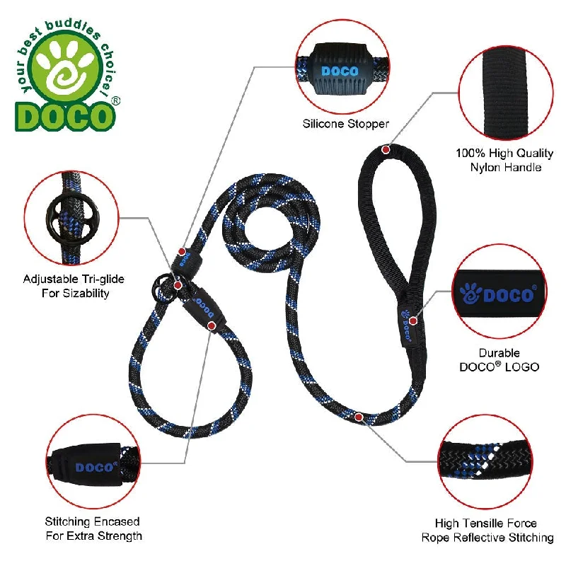 DOCO 6ft Reflective Rope Leash with Soft Handle Ver.7 - Slip On Collar Leash