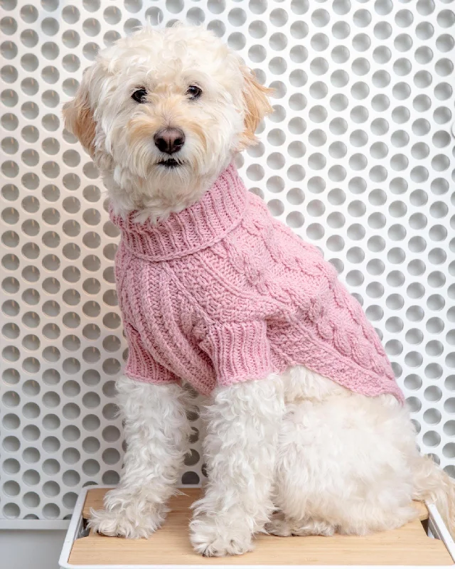 Downtown Roll Neck Dog Sweater in Rose