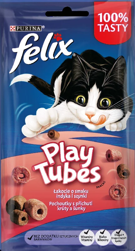 FELIX Play Tubes, poslastica s okusom puretine i šunke, 50g