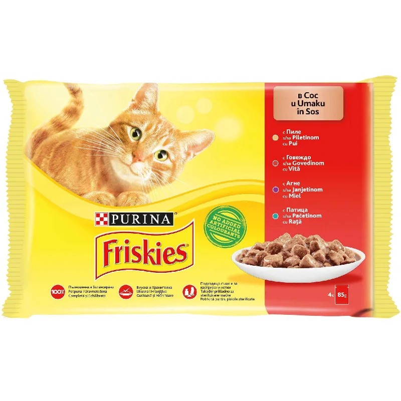 FRISKIES Cat Multipack, piletina/govedina/janjetina/pačetina, 4x85g