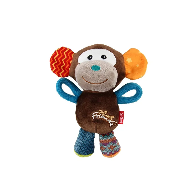 GiGwi Plush Friendz Squeaker Dog Toy Monkey