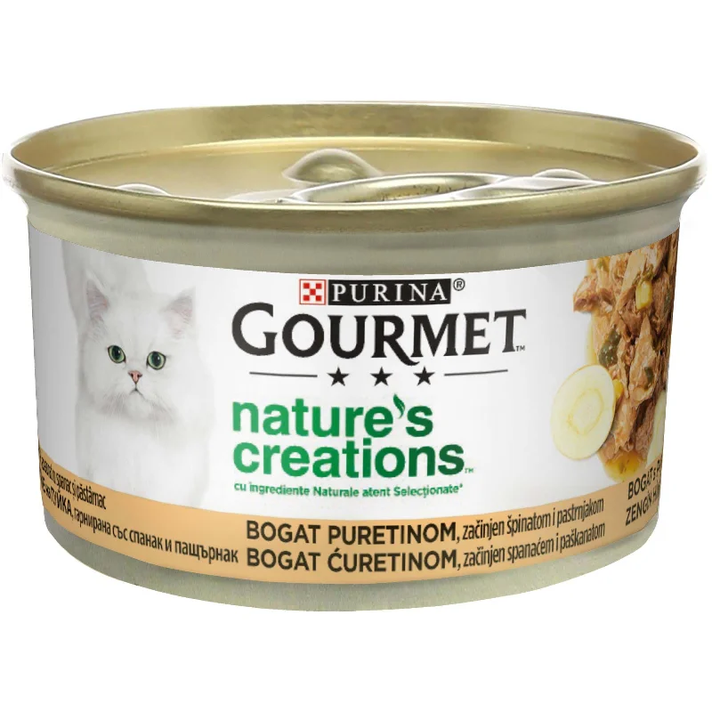 GOURMET Nature's creation s puretinom, začinjen špinatom i pastrnjakom 85g