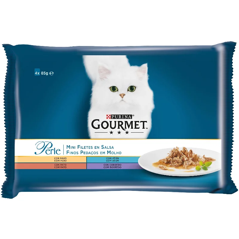 GOURMET Perle Mini fileti  s puret., pačet., janjetinom i tunom, u umaku, 4x85g