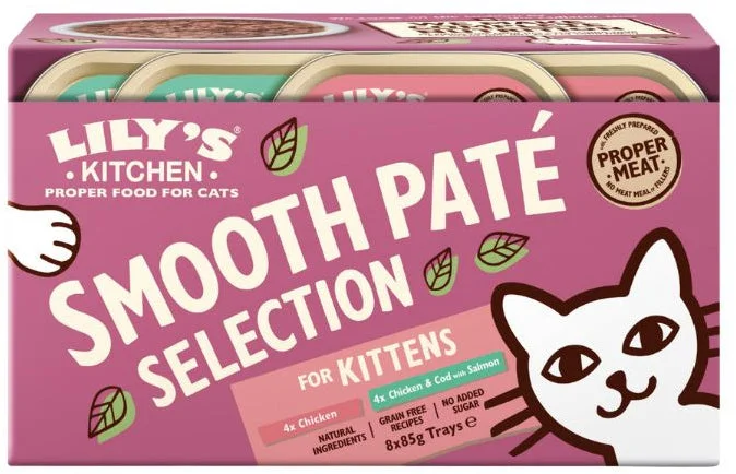 LILY'S KITCHEN Smooth Pat pentru pisici KITTEN 8 bucăţi x 85g