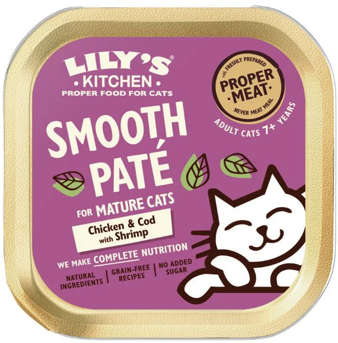 LILY'S KITCHEN Smooth Pat pentru pisici SENIOR, Cod şi Pui 85g