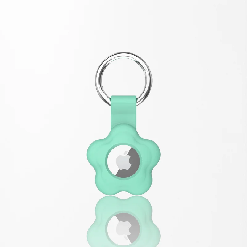 Mint Flower Silicone AirTag Case by Coconut Lane