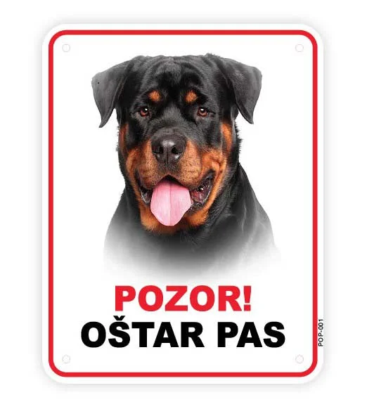 Pločica s natpisom, Rotweiler - glava, PVC, 115x147mm