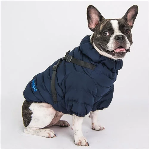 Ultra Light Soft Dog Puffer Jacket with Harness Vest in Navy (FINAL SALE)