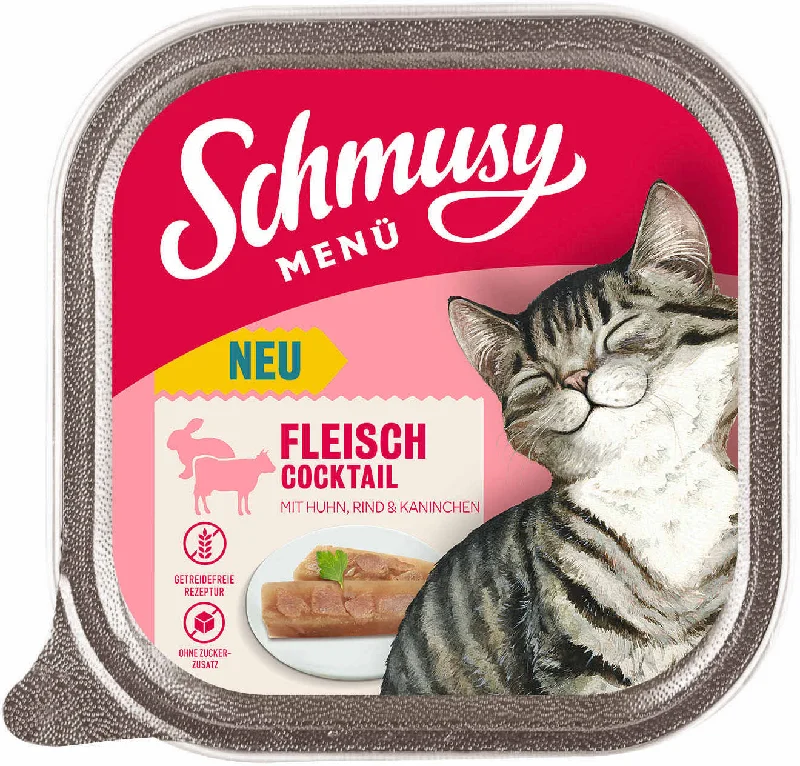 SCHMUSY Menu Tăviţă pentru pisici, cocktail de Carne 100g