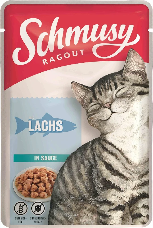 SCHMUSY Ragout Plic pentru pisici, Somon în sos 100g