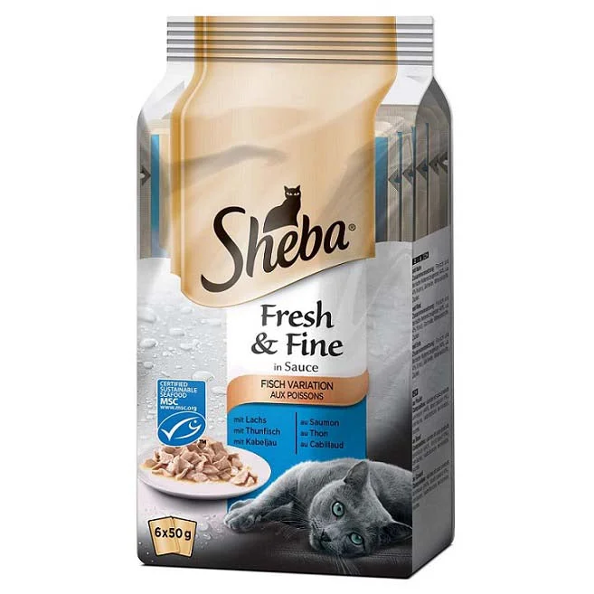 SHEBA Fresh&Fine, s lososom s tunom, u umaku, 6x50g