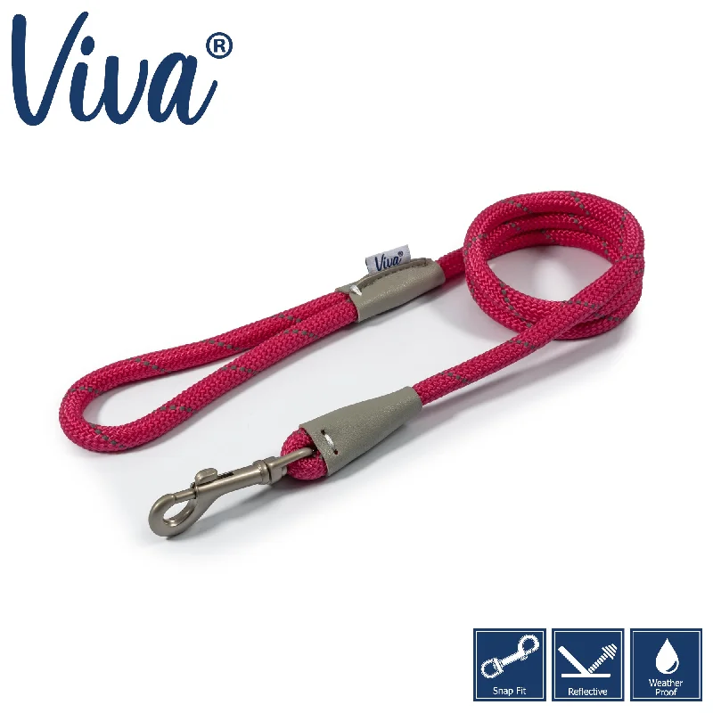 Ancol - Viva Nylon Reflective Rope Snap Lead - Pink - 107cm x 12mm (max 50kg)