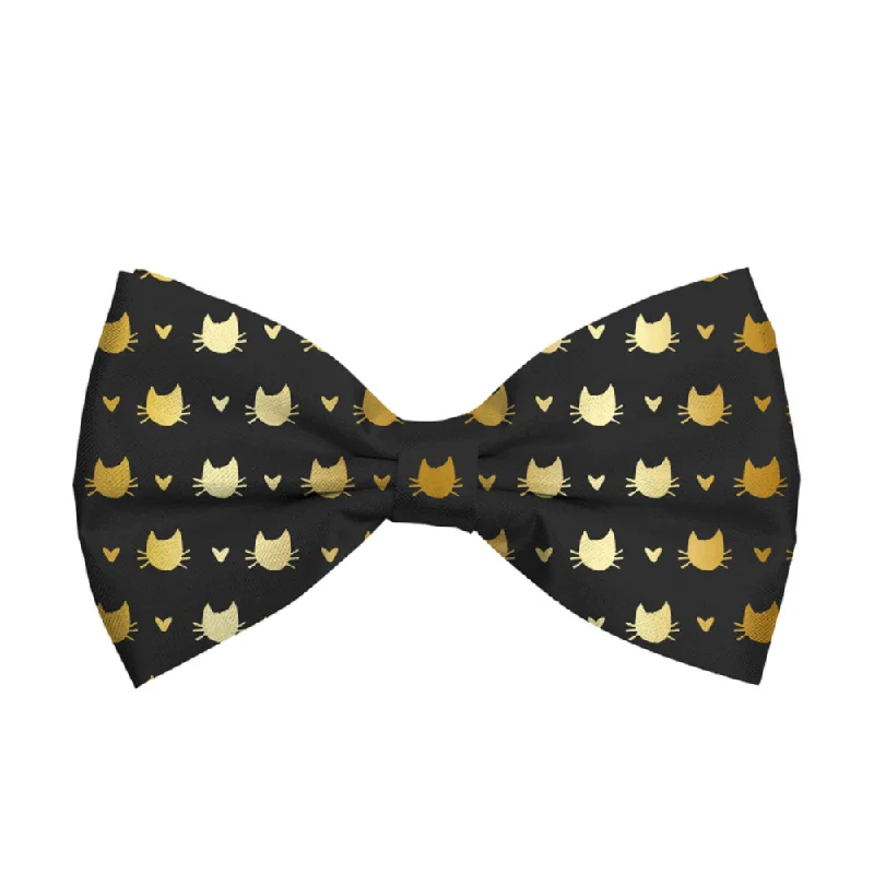 Christmas Cat Bow Tie Black & Gold - Cats Heart Small