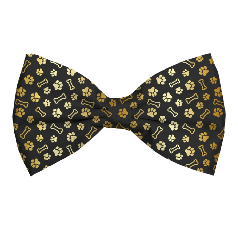 Christmas Dog Bow Tie Black & Gold - Bones Paw